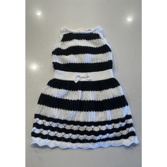 Janie and Jack Other - Janie And Jack Baby Striped Black White Knit Halter Dress Size 12-18 Months RARE